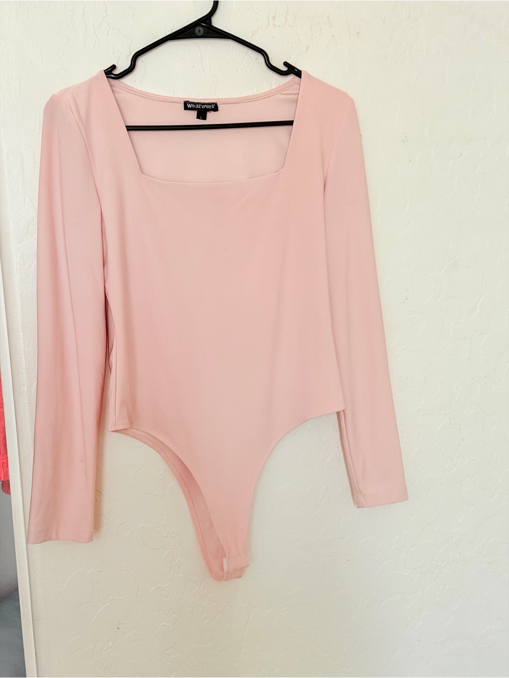 Women's Long Sleeve Square Neck Bodysuit - Blush Pink - Picture 2 of 5